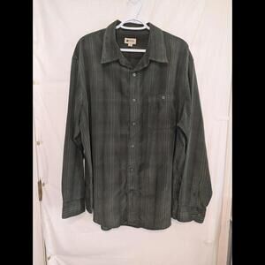 Haggar Men’s Long Sleeve Button Down Shirt/ Green Plaid/Polyester/sz XL